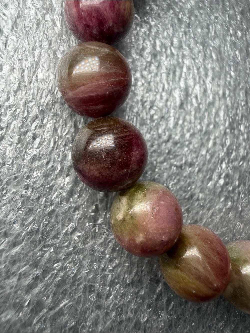 Gorgeous 10MM Multicolor Watermelon Tourmaline Natural Crystal Bracelet - Picture 4 of 6